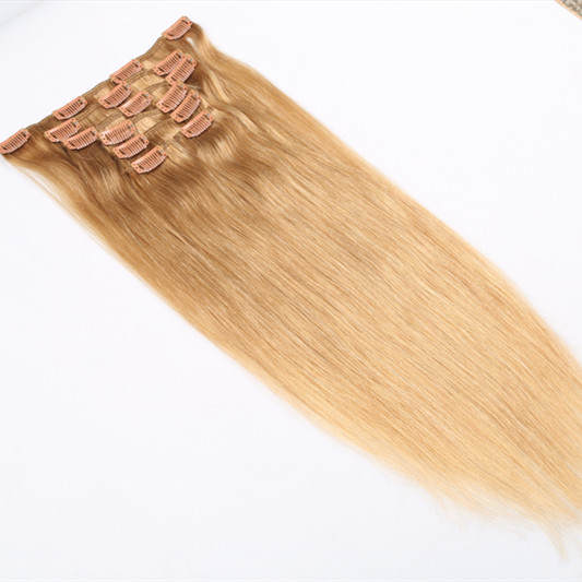 Double drawn virgin remy human cilip in hair extention 100g 120g 140g 200g clip in hair extension HN211